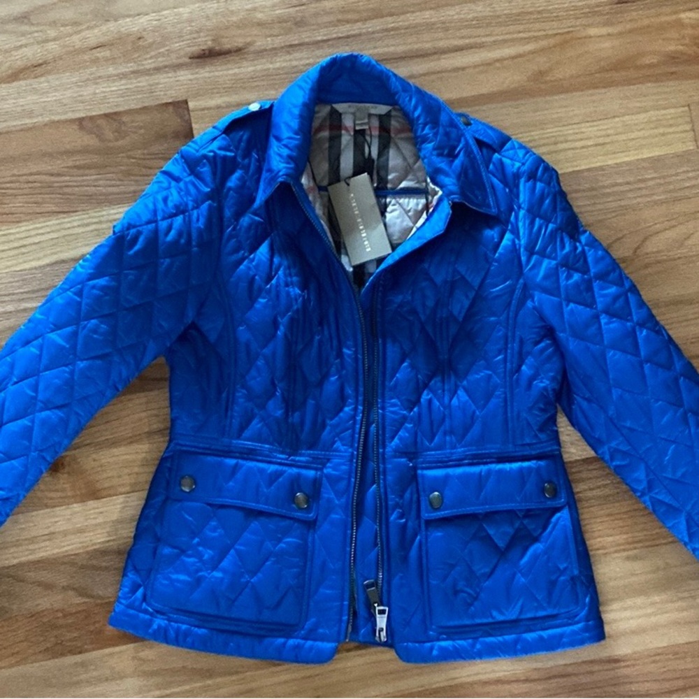 Final sale- NWT- authentic Burberry Brit blue - quilted jacket- size L